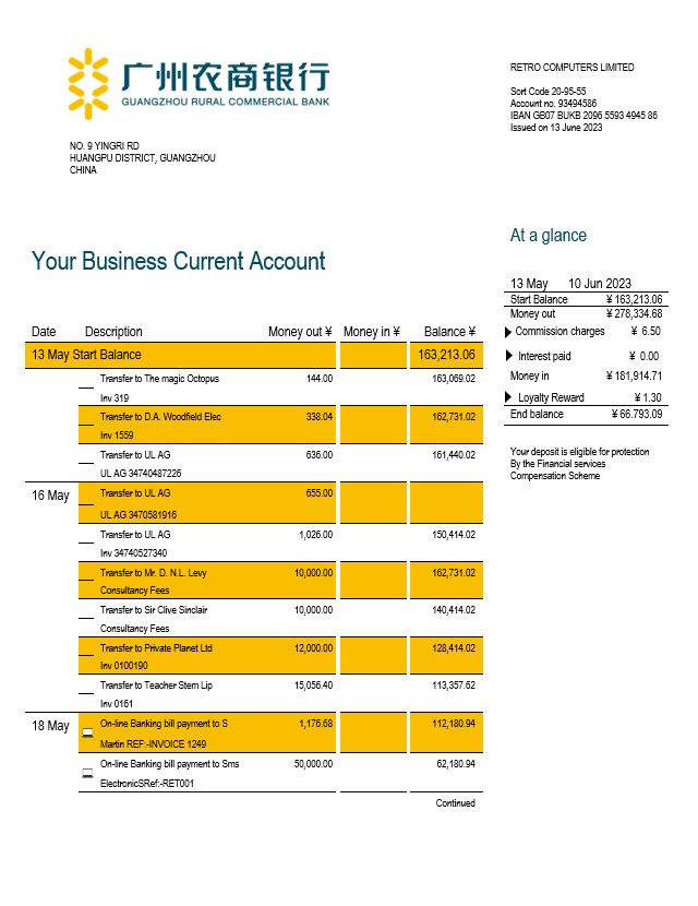 Déclaration d'entreprise de la Guangzhou Rural Commercial Bank Modèle Word et PDF